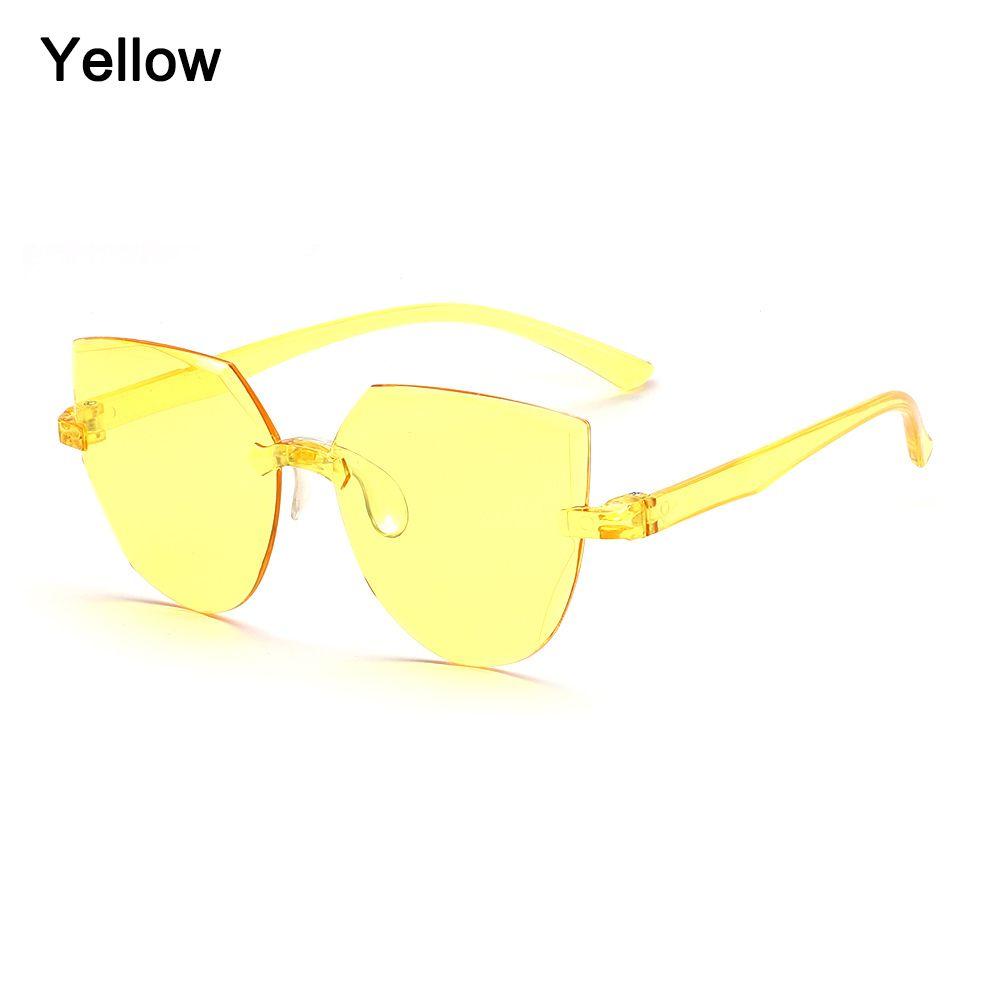 Cat Eye Sunglasses Rimless Sun Glasses For Women Trendy Transparent Candy Color Eyewear Fashion Party Costume Accessories