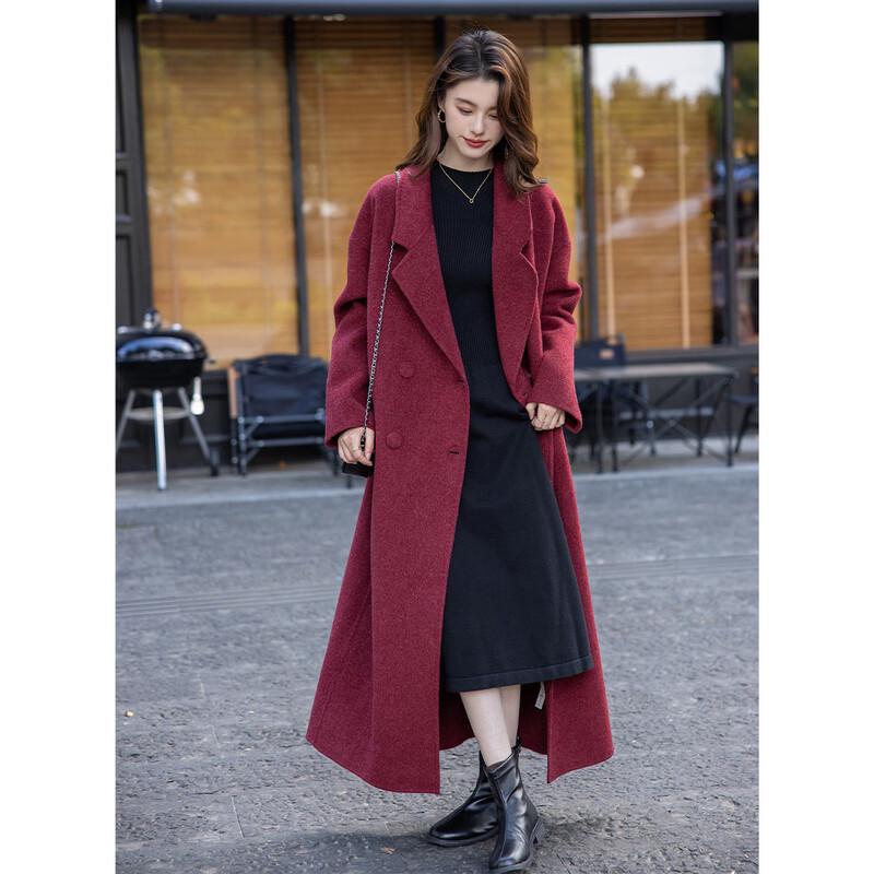 MOKANA Women's Elegant Long Wool Blend Coat