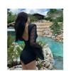 One-piece Swimsuit Female Conservative Slimming Sexy Deep V Small Chest Lace Long-sleeved Triangle Resort Hot Swimming Suit