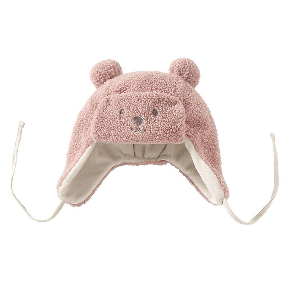 0-8Months Newborn Infant Bonnet with Earflap Toddler Thicken Hats Bear Winter Baby Hat Girls Boys