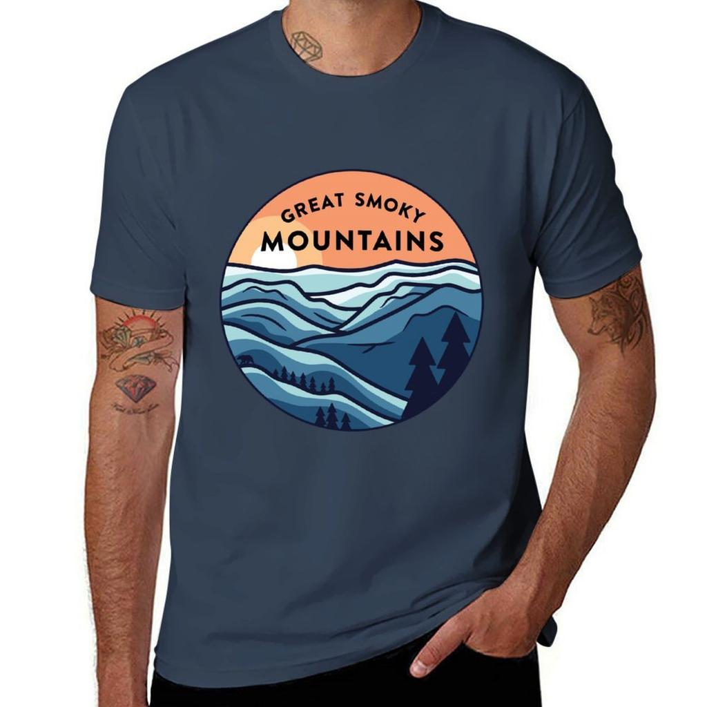 Great Smoky Mountains Sticker Tshirt Plus Size Loose Short Sleeve Top
