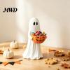 Porta Caramelle Decorativo Statuetta Fantasma di Halloween con Ciotola Zucca, Statua Carina in Resina, Souvenir Autoportante, Porta Dolcetto o Scherzetto per l'Ingresso