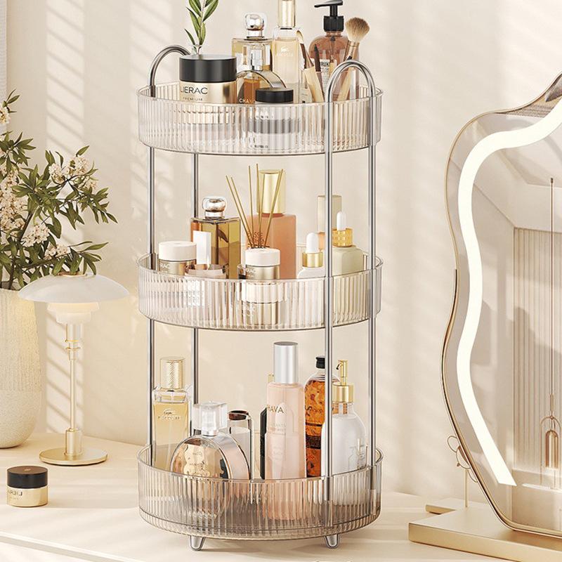 Transparent Rotating Cosmetic Storage Rack for Bathroom & Dressing Table