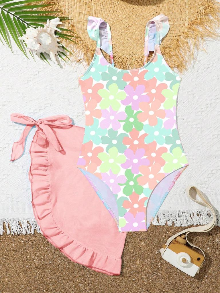 Trendy Korean-Style Spaghetti Strap One-Piece Swimsuit for Girls