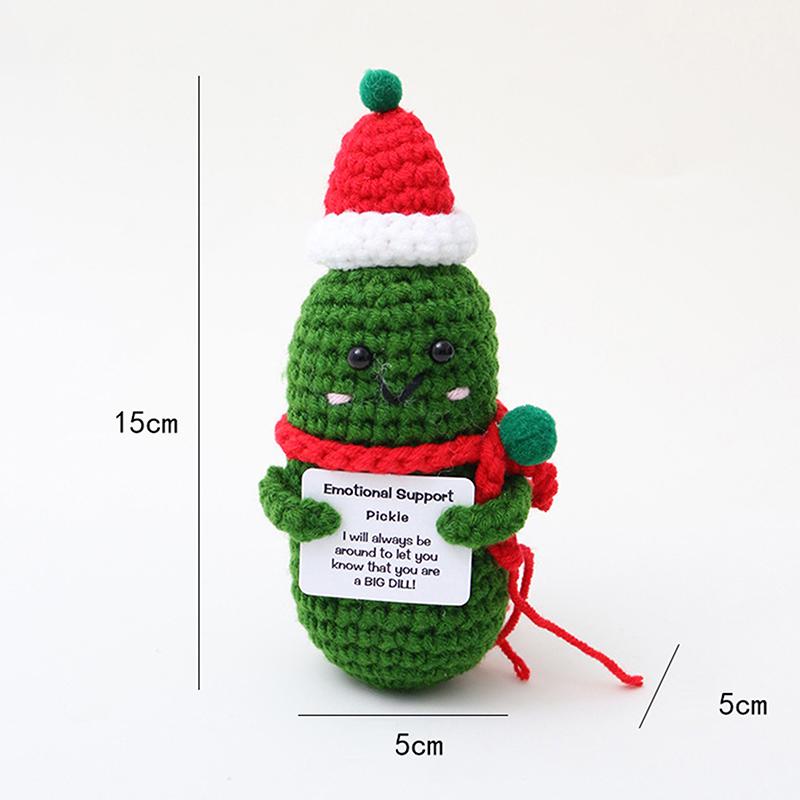 Cute Christmas Emotional Support Doll Fun Crochet Positive Energy Christmas Doll Handmade Knitte Doll Home Decor Festival Gift