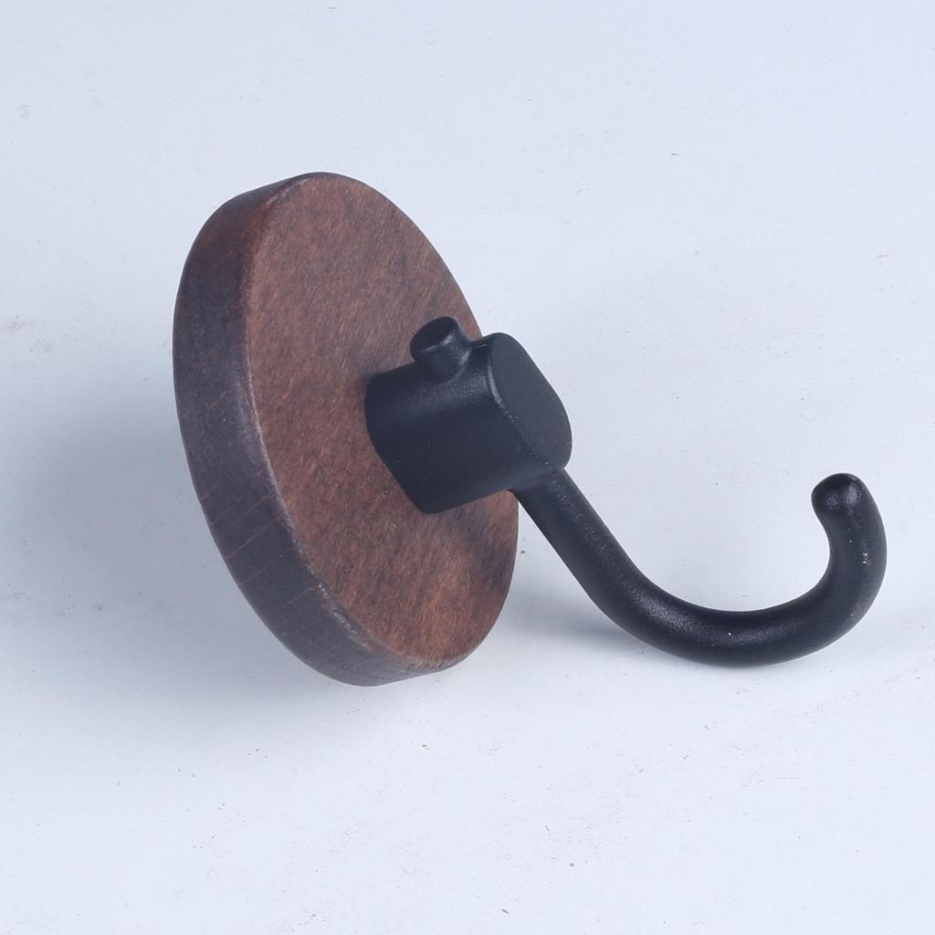 Solid Wood Walnut Door Hook - Punch-Free Adhesive Wall Hanger