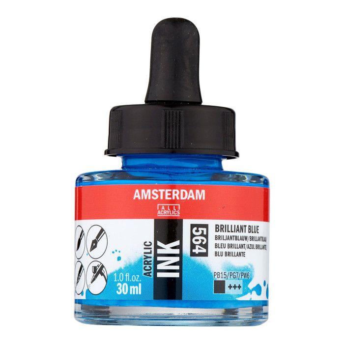 Acrylic Ink Amsterdam 30ml Glossy Blue Acrylic Ink Bottle