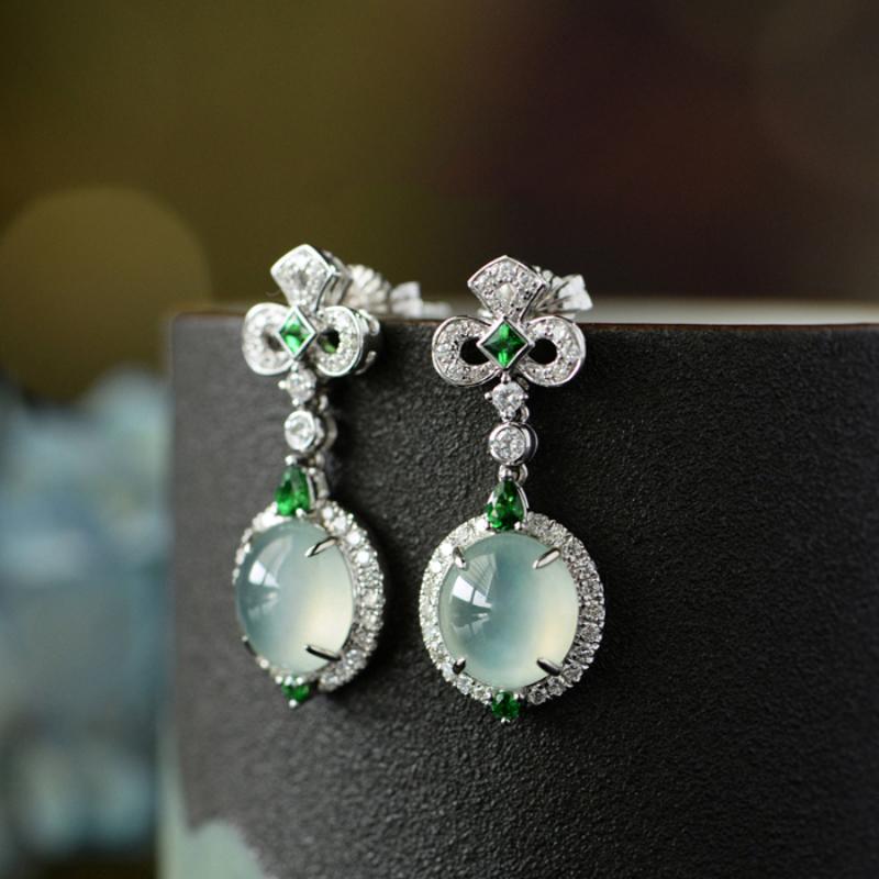 Natürliche Chalcedon Eis Samen Ei Gesicht Ohrringe Für Frauen Mit Diamanten Palast Stil Charme Exquisiter Schmuck Hanfu Accessoires
