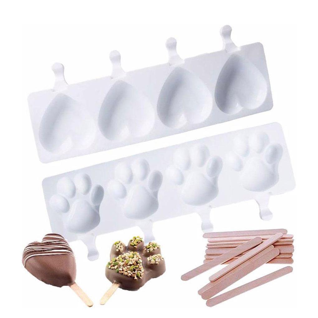 2pcs Silica Gel Easy To Clean Silicone Ice Mold Summer DIY Popsicles Ice Cream Making Works Tool As Shown