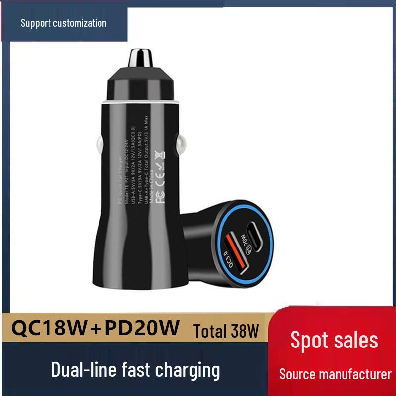 Dual Port USB-C Car Charger for Fast Charging - Compatible with Apple Devices
