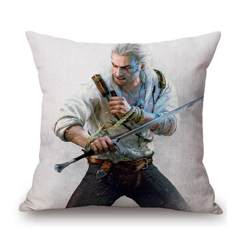 Game Poster Witcher Art Home Decorative Sofa Throw Pillow Case Wild Hunt Characters Cotton Linen Chair Bench Cushion Cover