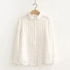 Spring Autumn Women White Shirts Cotton Yarn Floral Printing Long Sleeve Lady Tops Loose Blouses Soft Female Clothing