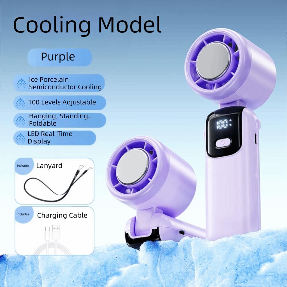 Hangable Handheld Fan 100 Speeds Desk Fan New Ice Cooling Fan  Outdoor