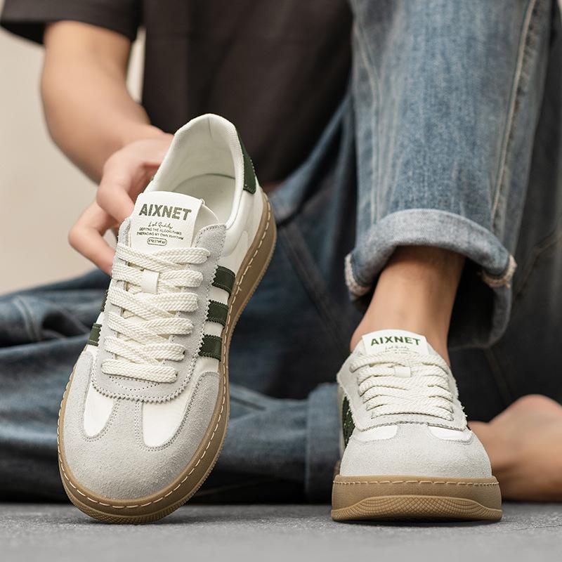 Three bars German training shoes men's genuine leather 2025 new casual shoes men's trendy shoes versatile board shoes retro men's shoes