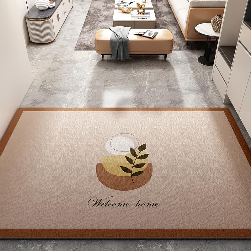 Modern Minimalist Entry Door Mat Home Pvc Leather Carpet Anti-oil and Anti-fouling Kitchen Rugs Large Area Washable Balcony Rug