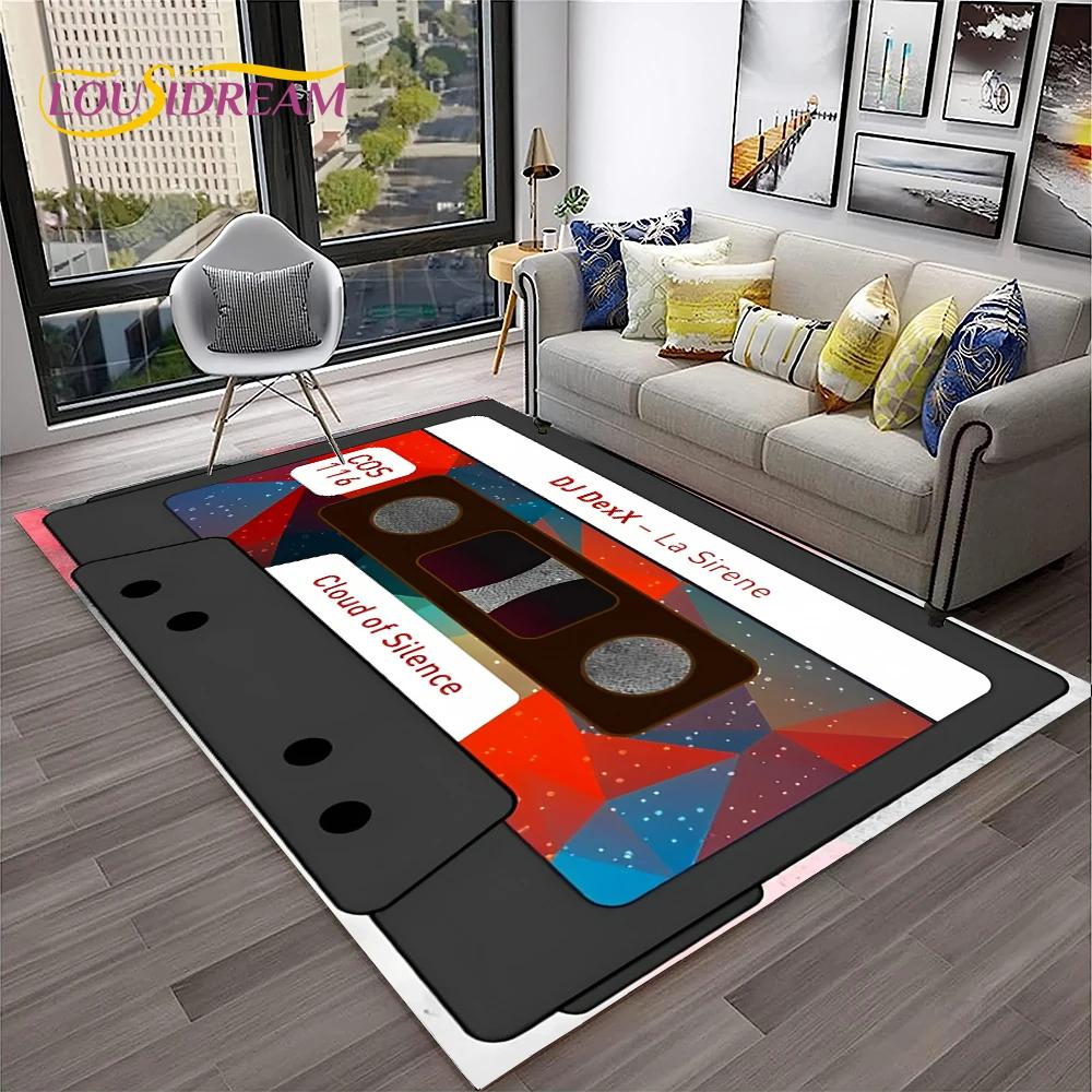 Retro Music Cassette Tape Pattern 3D Carpet Rug for Home Living Room Bedroom Sofa Doormat Decor,kids Area Rug Non-slip Floor Mat