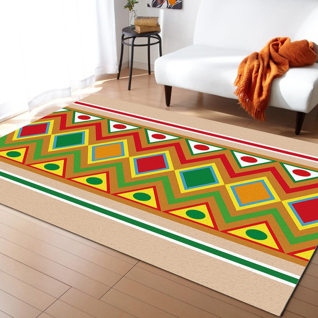 African Tambourine Geometric Lines Carpets for Living Room Anti-slip Carpet for Bedroom and Kitchen Floor Mats Home Decor Rug