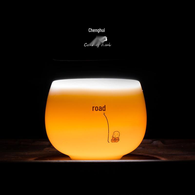 Mutton Fat White Porcelain Tea Tasting Cups, Set of 6 - Individual Ceramic Teacups with Gift Box