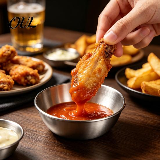 Mini nádobky na omáčku pro hot pot 6 ks Nerezové misky na koření, Misky na dipování, Stříbrné misky na koření Kuchyňské Stohovatelné Kulaté misky na dochucovadla Domácí