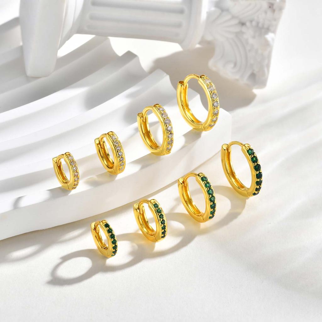 Exquisite Minimal Cubic Zircon Hoop Earrings, Metal Small Huggie Earrings for Women, Hypoallergenic Fashion Piercing Jewelry