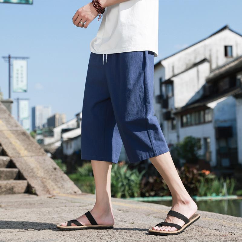 Summer Casual Linen Short Pants New Cotton Straight Mens Lightweight Shorts Large Solid Color Gym Fifth Beach Short Pants