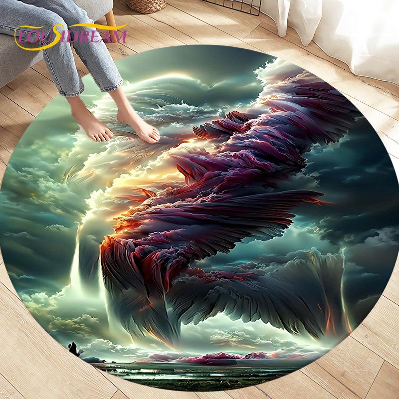 3D Natural ,Tornado, Cloud Area Rug,Round Carpet Rug for Living Room Bedroom Sofa Decoration,Kid Play Game Non-slip Floor Mat