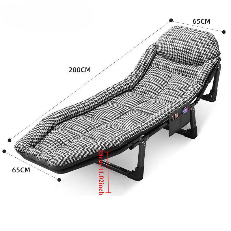 Office Nap Cot, Foldable Nap Bed for Indoor, Home and Office - Adjustable Tilt Angle, Length 200cm, Reinforced Metal Bracket
