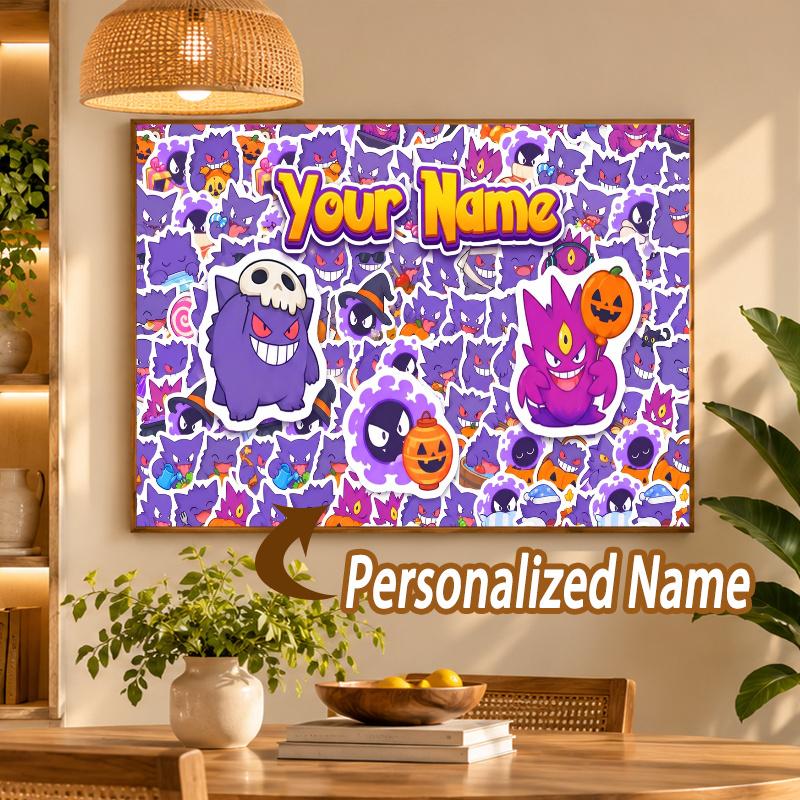Gengar Haunter Gastly Custom Name Diamond Painting Personalized 5D Full Drill DIY Diamond Art Home Decor