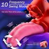 4 In 1 Tongue Push Vibrator Rose Toys 10 Licking and Swaying Patterns Dildo Pleasure Tools