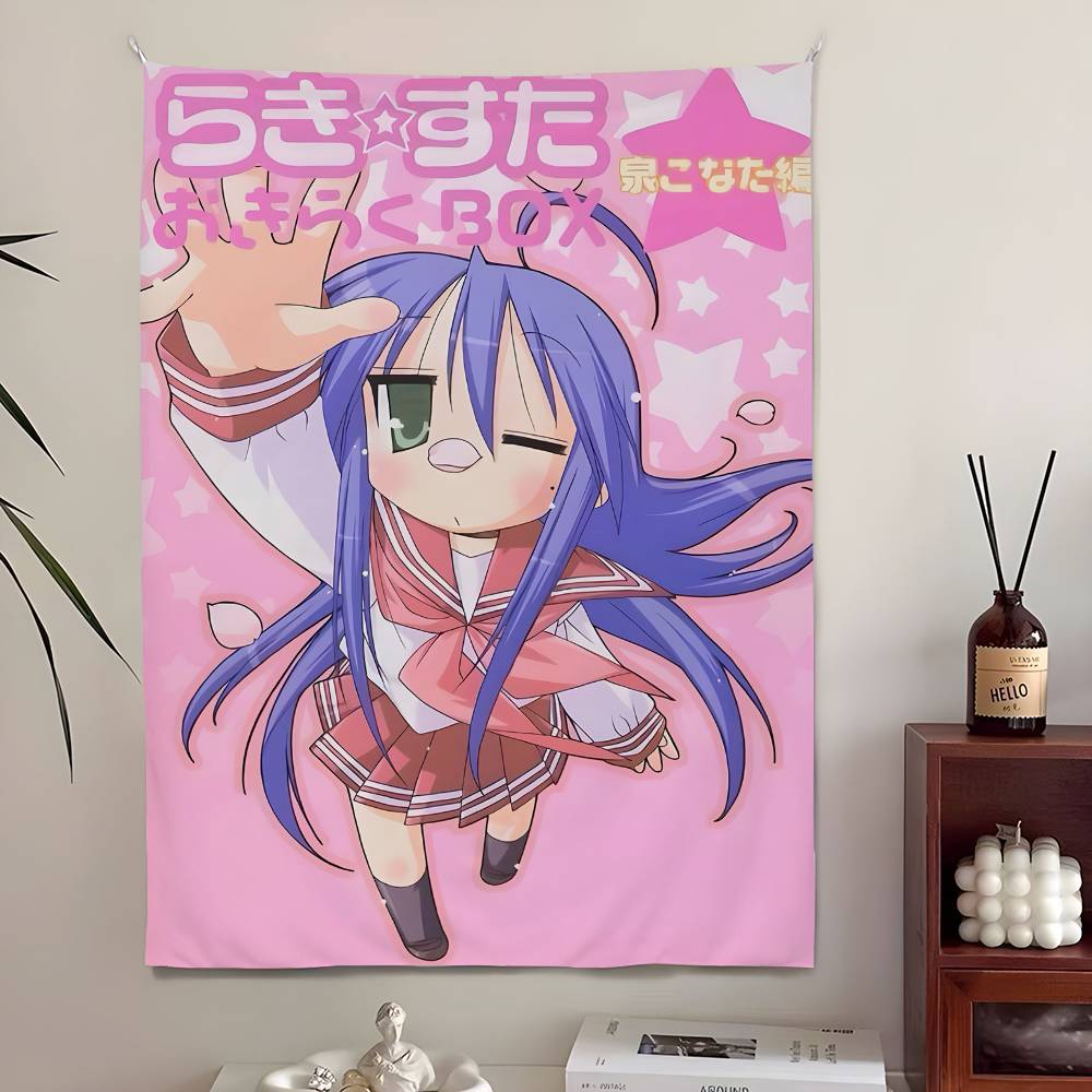 Tapestrie s anime postavičkami Lucky Star, Domácí dekorace, Roztomilá japonská manga k zavěšení na zeď do ložnice, obývacího pokoje, pro Otaku prostory