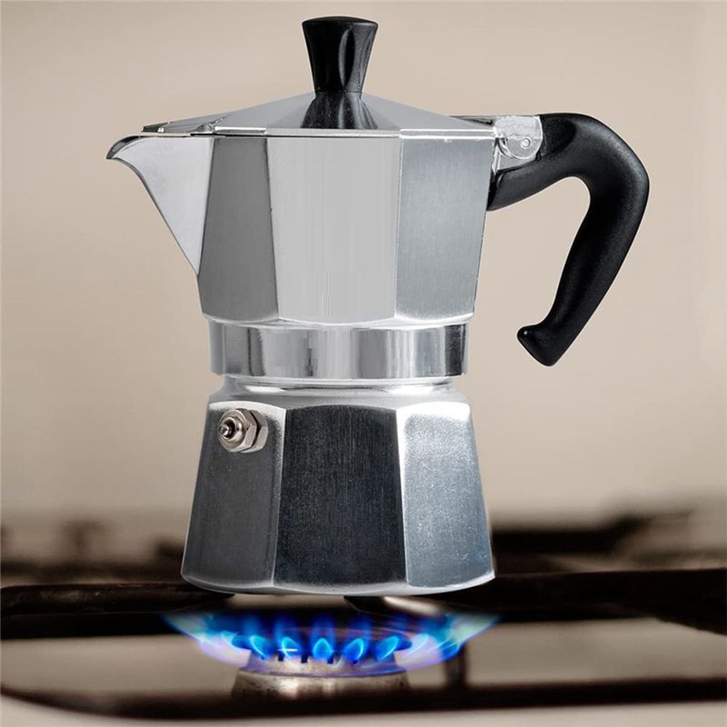 BHBL Iconic Espresso Maker, Makes Real Italian Coffee, Moka Pot , Aluminium, Silver Coffee Pot