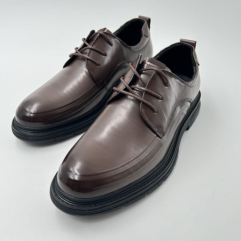 

2024 осень новые деловые кожаные туфли мужские в британском стиле повседневные трендовые кожаные мужские туфли с неглубоким носком кожаные туфли 38 темно-коричневого