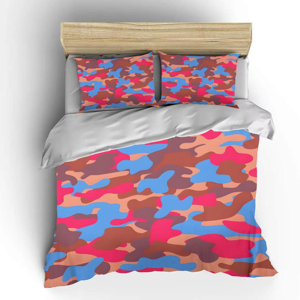 Abstract Camouflage Pattern Bedding Set For Kids Luxury Gift 3Pcs Digital Print Comforter Set Soft Comfortable Breathable