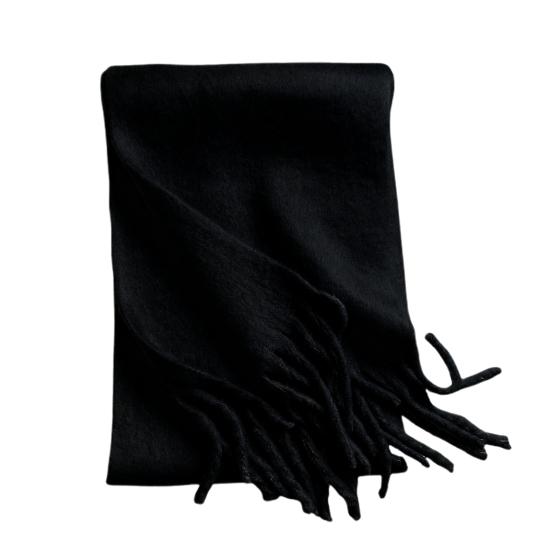 Women Winter Scarf Solid Color Thickened Warm Shawl Scarf with Tassel Design Cold Weather Fashion Accessories