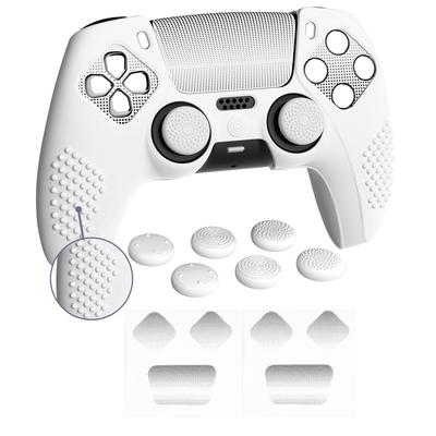 Beschermhoes voor PlayVital ps5 verbeterde siliconen hoes compatibel met opladen 6 duimgripkapjes en 2 stickers 3D nop en schokbestendige controller