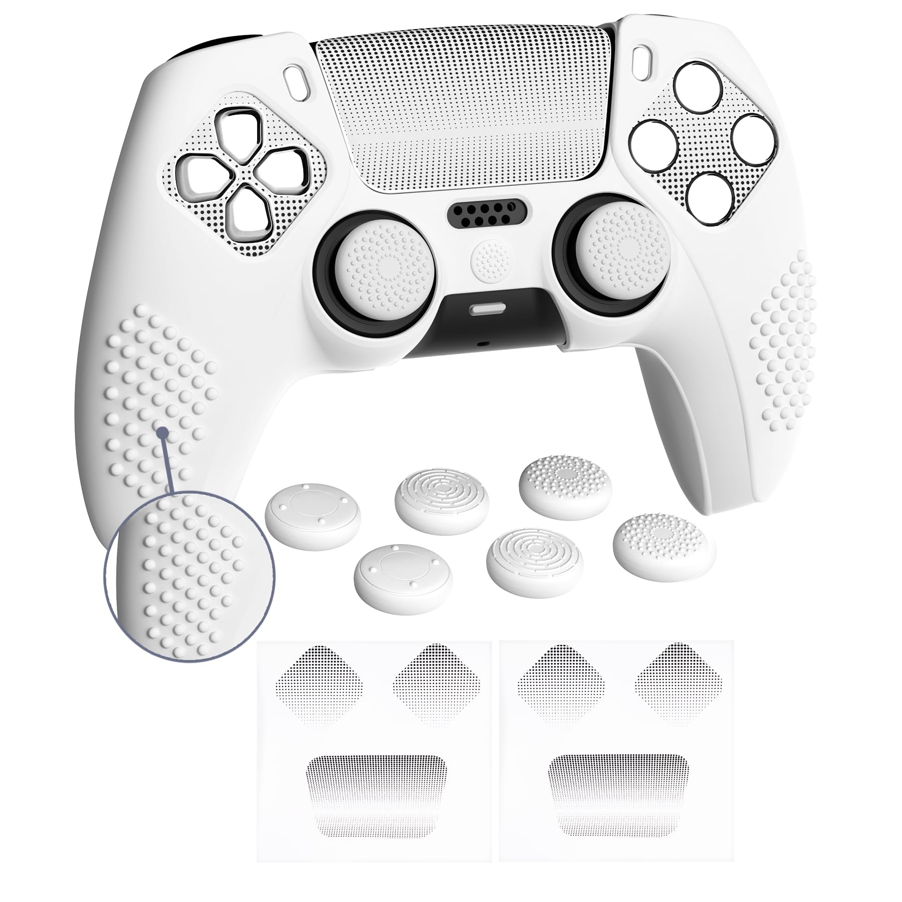 

Захисний чохол для PlayVital ps5 покращений силіконовий чохол, сумісний із заряджанням 6 ковпачків для великих пальців і 2 наклейки 3D шпилька та ударостійкий контролер