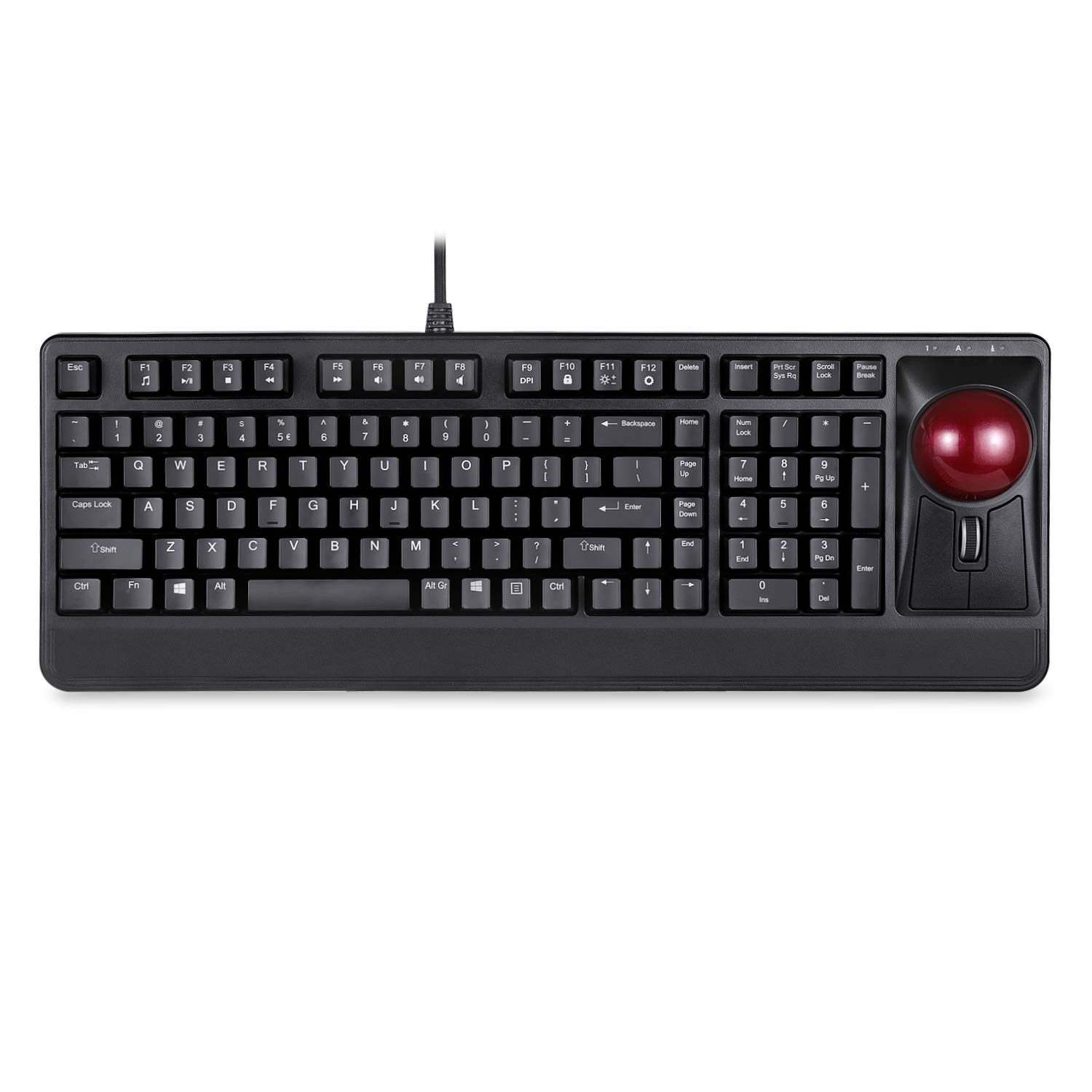 

Perixx PERIBOARD-522 Mechanical keyboard with trackball, brown shaft, large ball with a diameter of 55mm, tilt wheel function, numeric keypad,