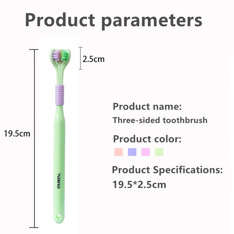 3D Stereo Three-Sided Toothbrush Ultra Fine Soft Hair Adult Toothbrushes Tongue Scraper Deep Cleaning Oral Care Teeth Brush