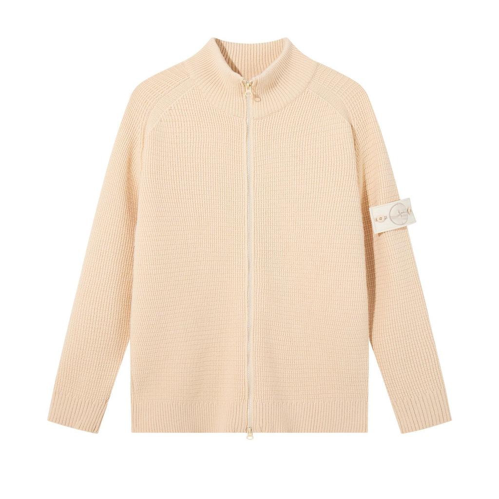 STONE Unisex Reißverschluss Stehkragen Strickpullover für Herbst & Winter