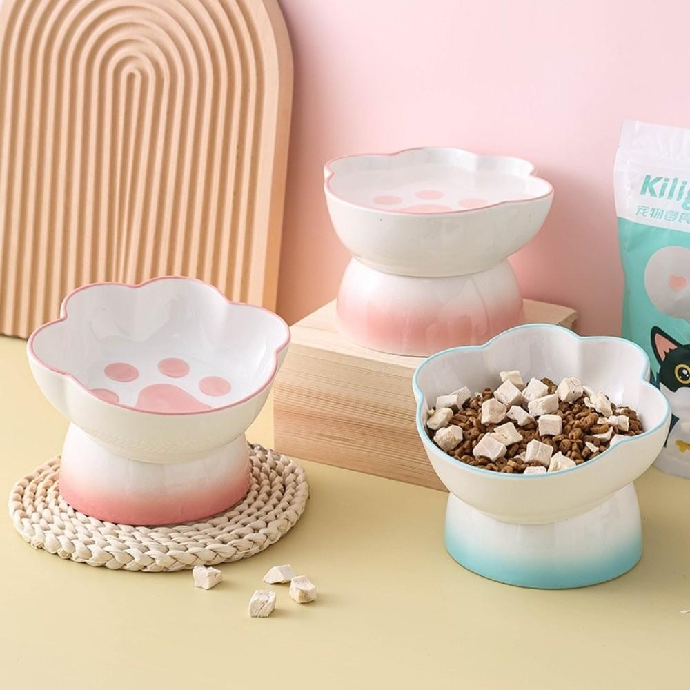 Slanted Dog Food Bowl High Foot Pet Drinking Bowl Snack Bowls Ceramic Cat Bowl  For Cats Dogs