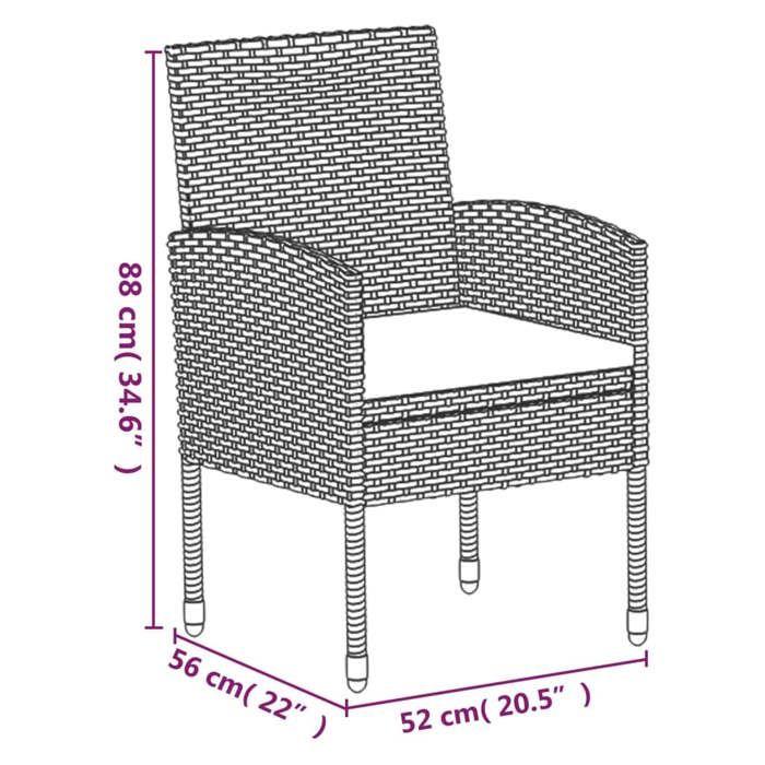 VidaXL Garden Dining Set Cushions 5pcs Black Wicker, Outdoor Dining Set, Table and 3156778