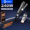 2 v 1 USB Type C 240W Rychlonabíjecí Kabel Skládací Držák Typ-C Rychlonabíječka Linka USB Stojan na Mobilní Telefon