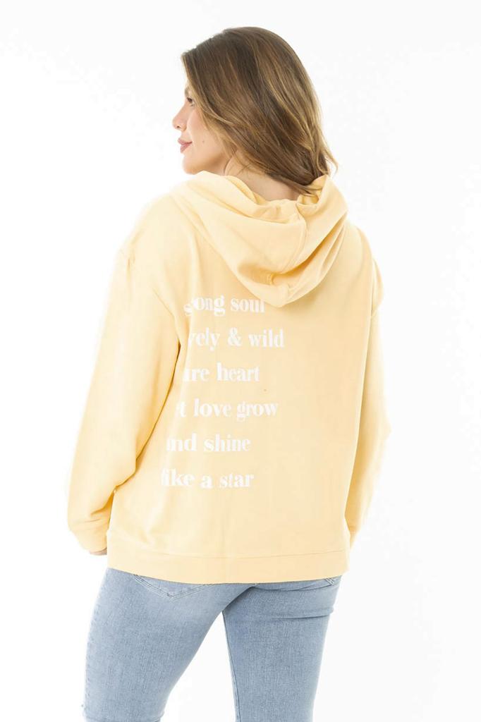 Women's Style Big Size Sweatshirt Large Size Yellow Back And Chest Printed Two Thread Hooded Sweatshirt