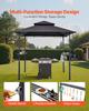 Grill Gazebo, 2.43 x 1.5 m Reinforced Outdoor BBQ Gazebo with Double-Tiered Roof, Powder-Coated Steel Patio Grill Shelter with 2 Side Shelves & 8