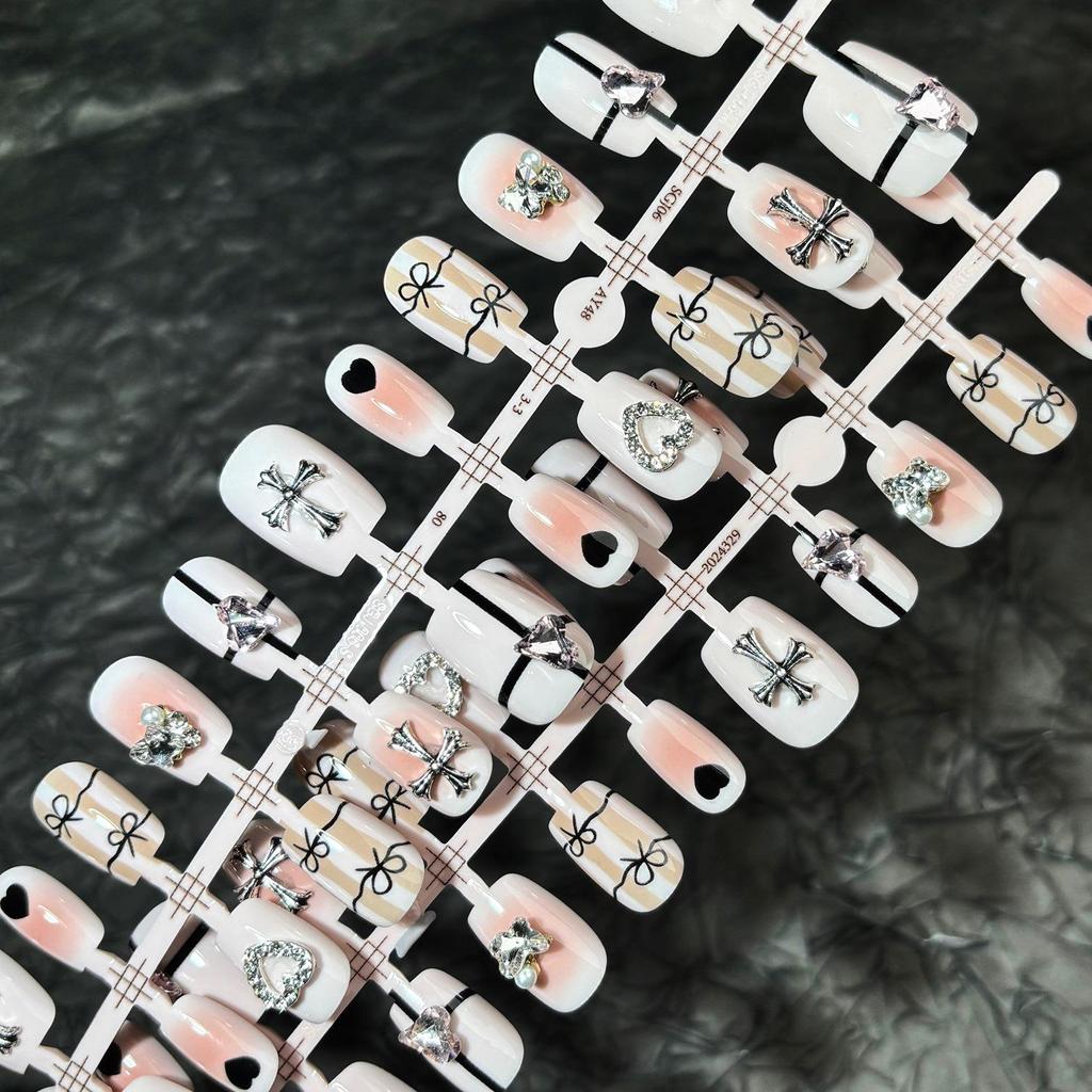 2025 Chrome Hearts Diamond-Studded Cross & Bow Nail Art Patches