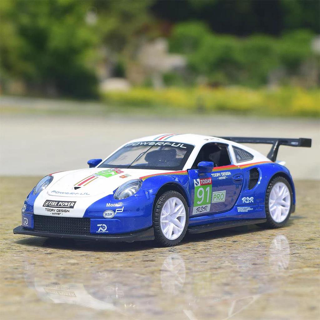 Porsche 911 GT3 RSR Wersja dopasowująca Symulacja Diecast & Toy Pojazdy Dźwięki & Światło Samochód Pull Back 1:Model supersamochodu ze stopu 32