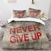 Never Give Up Theme Comforter Cover Kit White Cloud Pattern Style King Dimension Queen Dimension Size Comforter Cover Polyester Quilt Cover for Kids