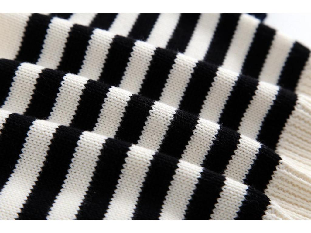 Frühling & Herbst Baby Baumwolle Knopf Strickpullover - Unisex Rundhals Streifen Oberteil