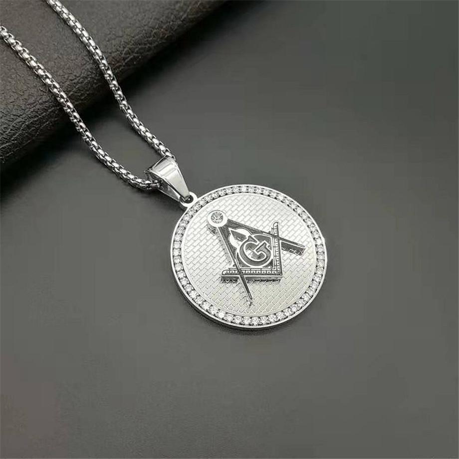 

Hip Hop Stainless Steel Masonic Symbol Necklaces & Pendants for Women/Men Gold Color Free-mason Fashion Jewelry Dropshipping 60cm