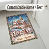 Christmas Theme Crystal Velvet Rug Personalized Custom Name Text Soft Floor Mat Home Decor
